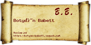 Botyán Babett névjegykártya